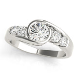 Majestic Bypass Round Diamond Engagement Ring — 9K/18K Gold & Platinum