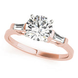 Romantic Three-Stone Baguette Round Diamond Engagement Ring — 9K/18K Gold & Platinum