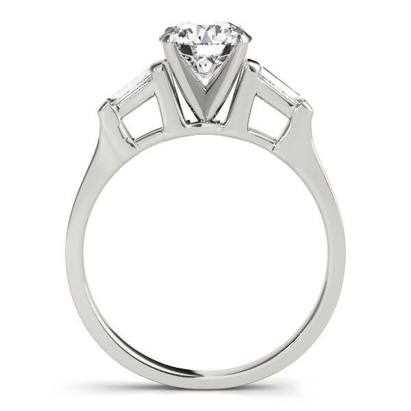 Romantic Three-Stone Baguette Round Diamond Engagement Ring — 9K/18K Gold & Platinum