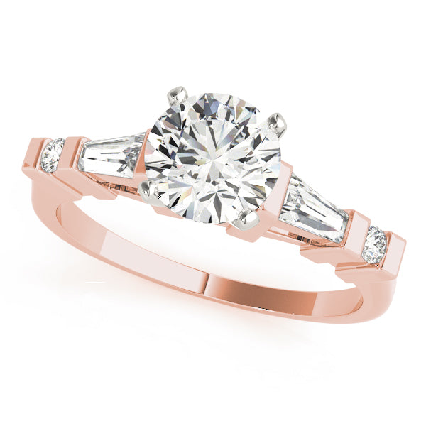 Statement Fancy Shape Baguette Remounts Round Diamond Engagement Ring — 9K/18K Gold & Platinum