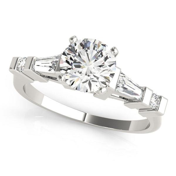 Statement Fancy Shape Baguette Remounts Round Diamond Engagement Ring — 9K/18K Gold & Platinum