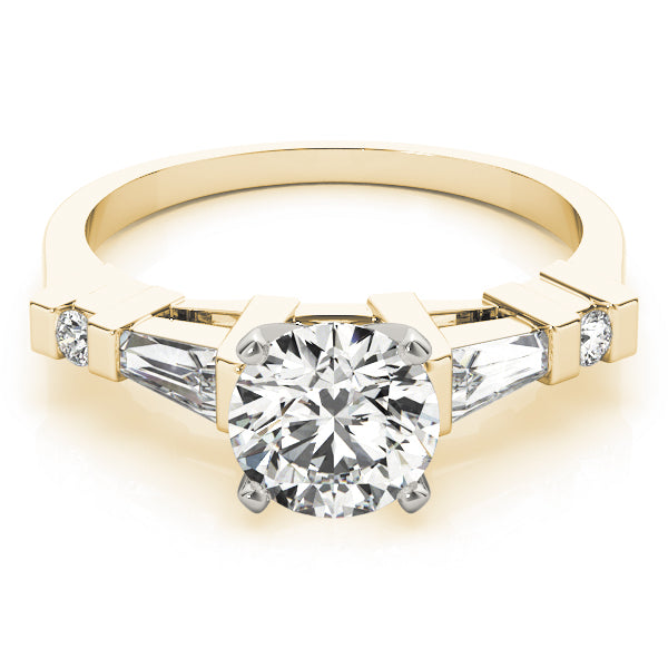 Statement Fancy Shape Baguette Remounts Round Diamond Engagement Ring — 9K/18K Gold & Platinum