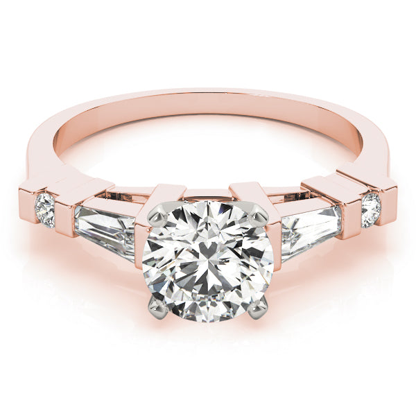 Statement Fancy Shape Baguette Remounts Round Diamond Engagement Ring — 9K/18K Gold & Platinum