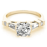 Statement Fancy Shape Baguette Remounts Round Diamond Engagement Ring — 9K/18K Gold & Platinum