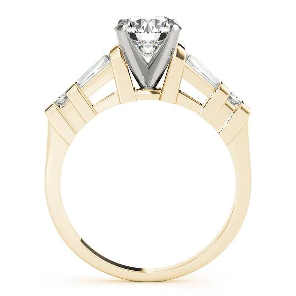 Statement Fancy Shape Baguette Remounts Round Diamond Engagement Ring — 9K/18K Gold & Platinum