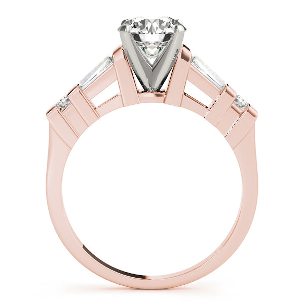 Statement Fancy Shape Baguette Remounts Round Diamond Engagement Ring — 9K/18K Gold & Platinum
