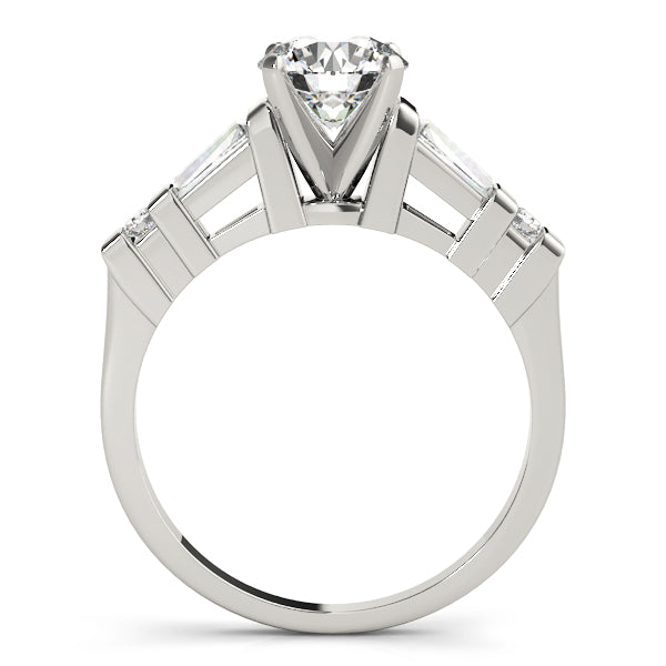 Statement Fancy Shape Baguette Remounts Round Diamond Engagement Ring — 9K/18K Gold & Platinum