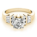 Lustrous Fancy Shape Baguette Remounts Round Diamond Engagement Ring — 9K/18K Gold & Platinum