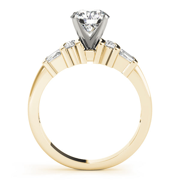 Lustrous Fancy Shape Baguette Remounts Round Diamond Engagement Ring — 9K/18K Gold & Platinum