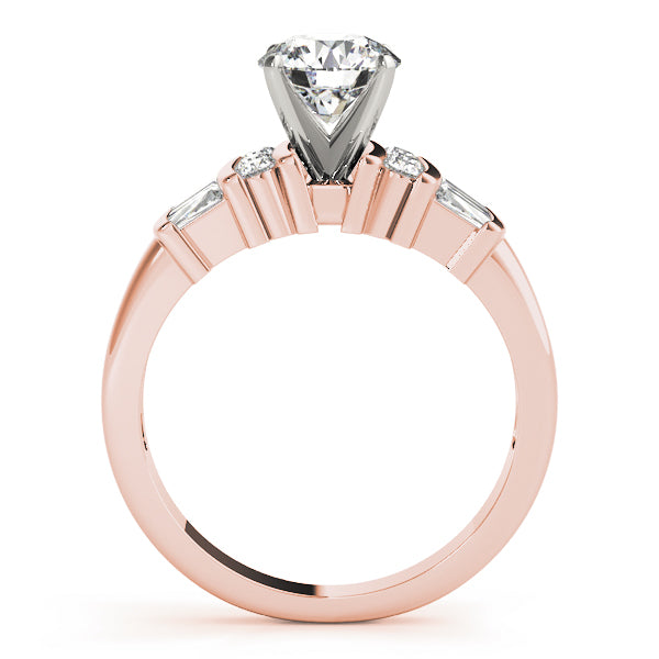 Lustrous Fancy Shape Baguette Remounts Round Diamond Engagement Ring — 9K/18K Gold & Platinum
