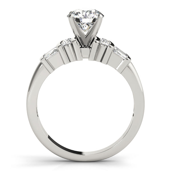 Lustrous Fancy Shape Baguette Remounts Round Diamond Engagement Ring — 9K/18K Gold & Platinum