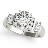 Lustrous Fancy Shape Baguette Remounts Round Diamond Engagement Ring — 9K/18K Gold & Platinum