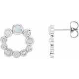 Ethiopian Opal & Diamond Round Bezel-Set Stud Earrings in Gold and Platinum