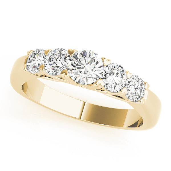 5-Stone Prong Set Half Eternity Ring in Gold & Platinum