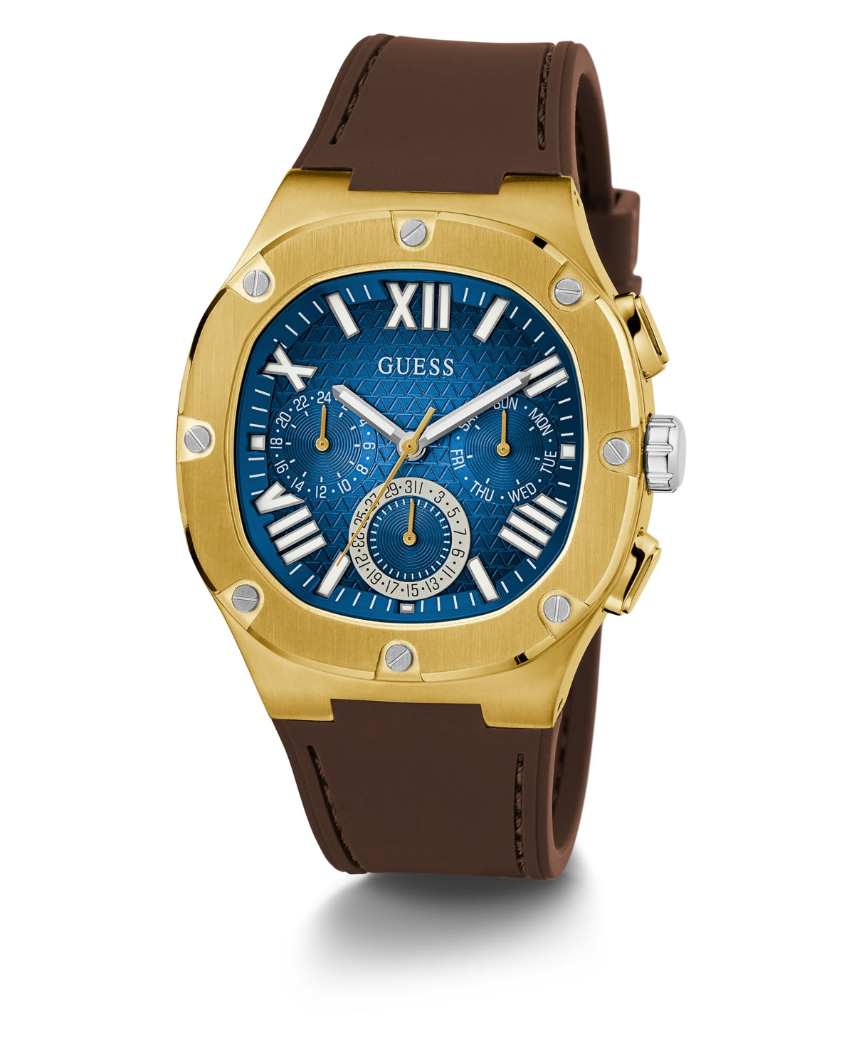 Guess Men's Multi-Function Brown Silicone Watch