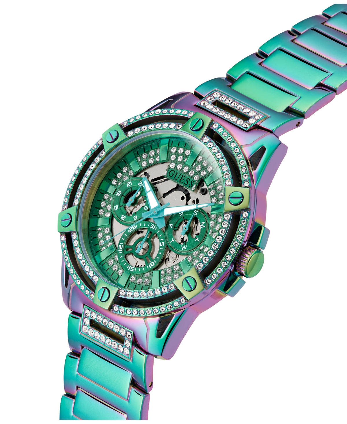 Guess Men's Multi-Function Iridescent Stainless Steel Watch