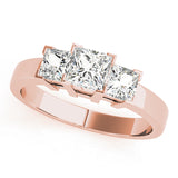 Splendid Three-Stone Princess Diamond Engagement Ring — 9K/18K Gold & Platinum