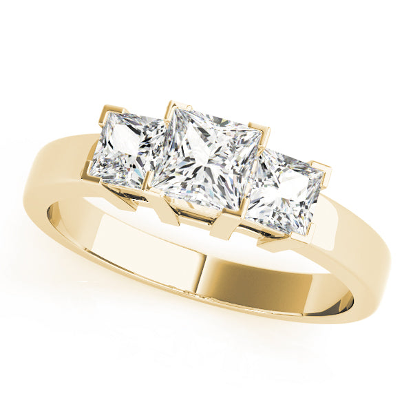 Splendid Three-Stone Princess Diamond Engagement Ring — 9K/18K Gold & Platinum