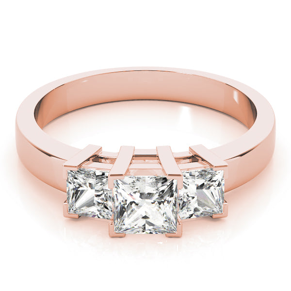 Splendid Three-Stone Princess Diamond Engagement Ring — 9K/18K Gold & Platinum