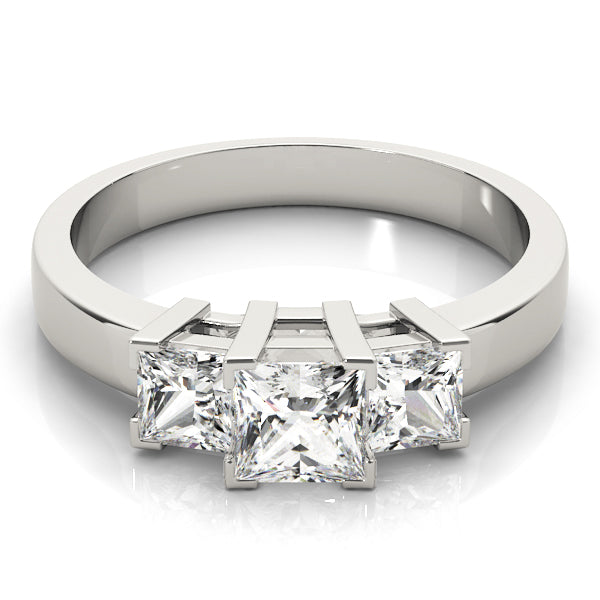 Splendid Three-Stone Princess Diamond Engagement Ring — 9K/18K Gold & Platinum