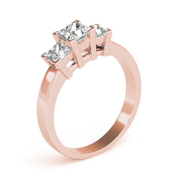 Splendid Three-Stone Princess Diamond Engagement Ring — 9K/18K Gold & Platinum
