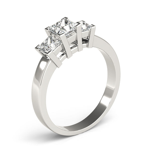 Splendid Three-Stone Princess Diamond Engagement Ring — 9K/18K Gold & Platinum