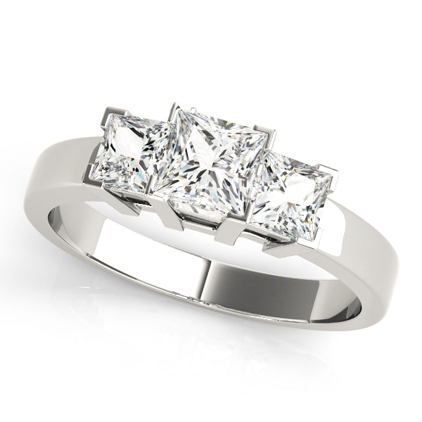 Splendid Three-Stone Princess Diamond Engagement Ring — 9K/18K Gold & Platinum