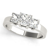 Splendid Three-Stone Princess Diamond Engagement Ring — 9K/18K Gold & Platinum