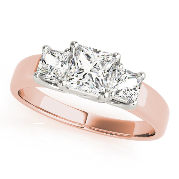 Enchanted Three-Stone Princess Diamond Engagement Ring — 9K/18K Gold & Platinum