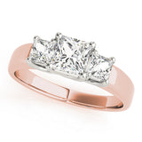 Enchanted Three-Stone Princess Diamond Engagement Ring — 9K/18K Gold & Platinum