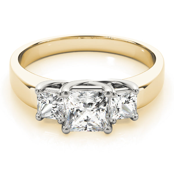 Enchanted Three-Stone Princess Diamond Engagement Ring — 9K/18K Gold & Platinum