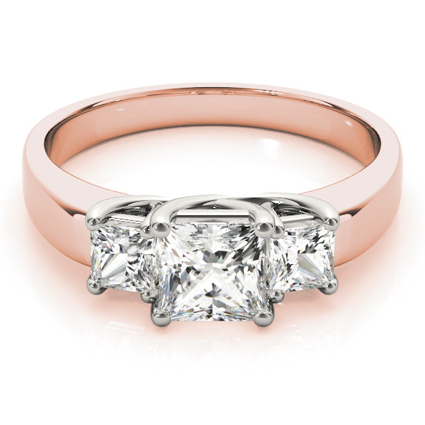 Enchanted Three-Stone Princess Diamond Engagement Ring — 9K/18K Gold & Platinum