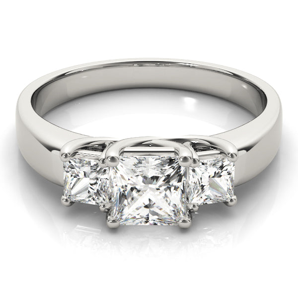 Enchanted Three-Stone Princess Diamond Engagement Ring — 9K/18K Gold & Platinum