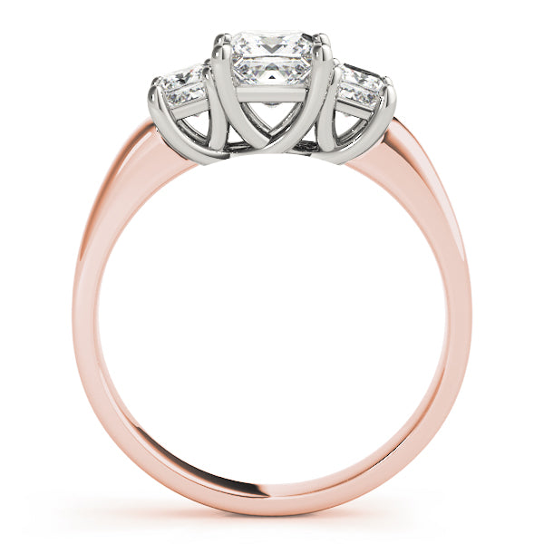 Enchanted Three-Stone Princess Diamond Engagement Ring — 9K/18K Gold & Platinum