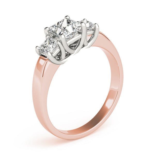 Enchanted Three-Stone Princess Diamond Engagement Ring — 9K/18K Gold & Platinum