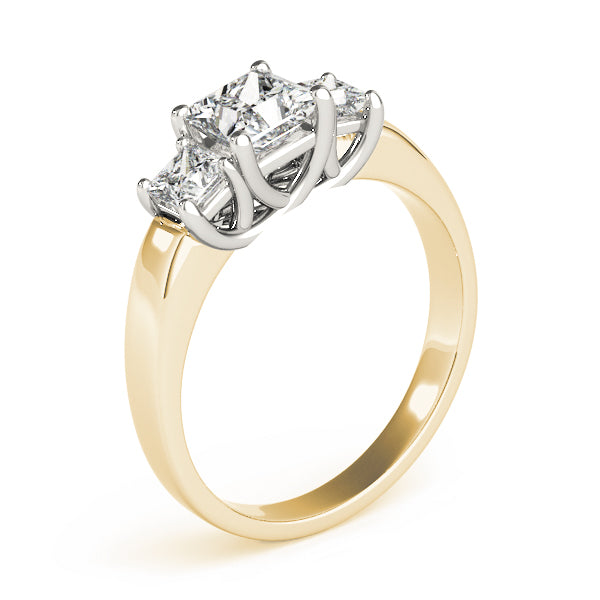 Enchanted Three-Stone Princess Diamond Engagement Ring — 9K/18K Gold & Platinum