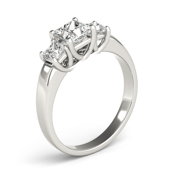 Enchanted Three-Stone Princess Diamond Engagement Ring — 9K/18K Gold & Platinum