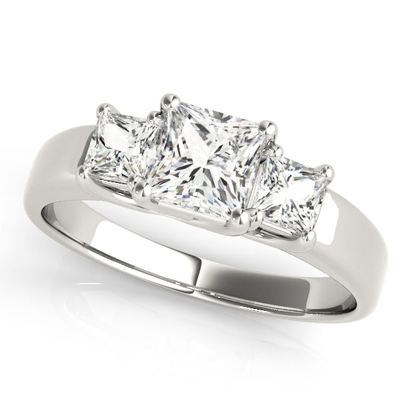 Enchanted Three-Stone Princess Diamond Engagement Ring — 9K/18K Gold & Platinum