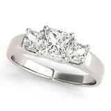 Enchanted Three-Stone Princess Diamond Engagement Ring — 9K/18K Gold & Platinum