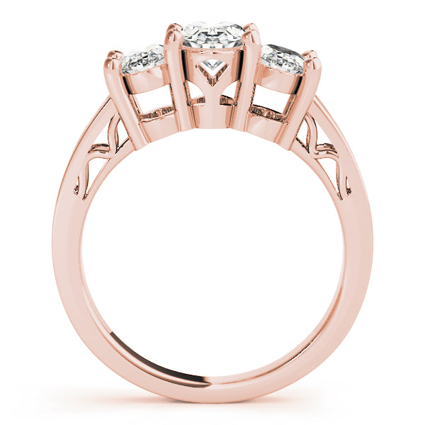 Devoted Three-Stone Oval Diamond Engagement Ring — 9K/18K Gold & Platinum