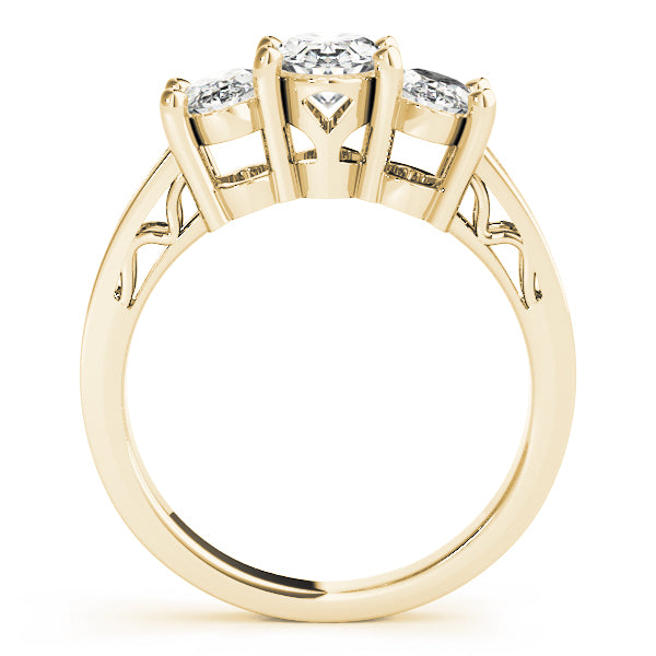 Devoted Three-Stone Oval Diamond Engagement Ring — 9K/18K Gold & Platinum