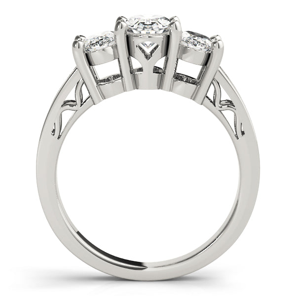 Devoted Three-Stone Oval Diamond Engagement Ring — 9K/18K Gold & Platinum