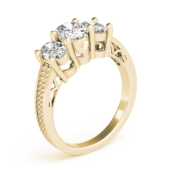 Devoted Three-Stone Oval Diamond Engagement Ring — 9K/18K Gold & Platinum