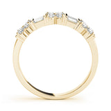 Alternating Baguette & Round Bar Set Half Eternity Ring in Gold & Platinum