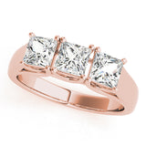Cherished Three-Stone Princess Diamond Engagement Ring — 9K/18K Gold & Platinum