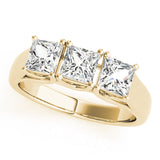 Cherished Three-Stone Princess Diamond Engagement Ring — 9K/18K Gold & Platinum