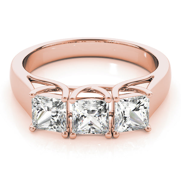 Cherished Three-Stone Princess Diamond Engagement Ring — 9K/18K Gold & Platinum