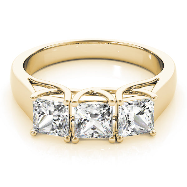 Cherished Three-Stone Princess Diamond Engagement Ring — 9K/18K Gold & Platinum