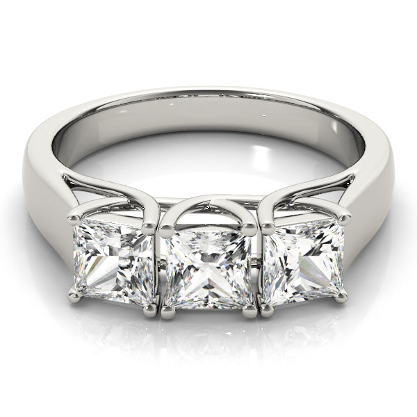 Cherished Three-Stone Princess Diamond Engagement Ring — 9K/18K Gold & Platinum