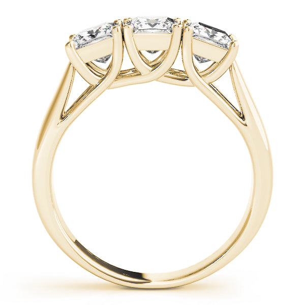 Cherished Three-Stone Princess Diamond Engagement Ring — 9K/18K Gold & Platinum
